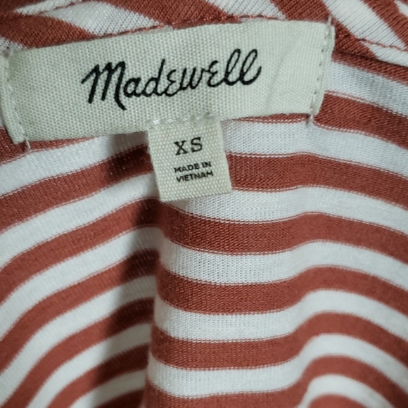 MADEWELL Striped Ruffle Sleeve T-shirt Top XS - Picture 7 of 7